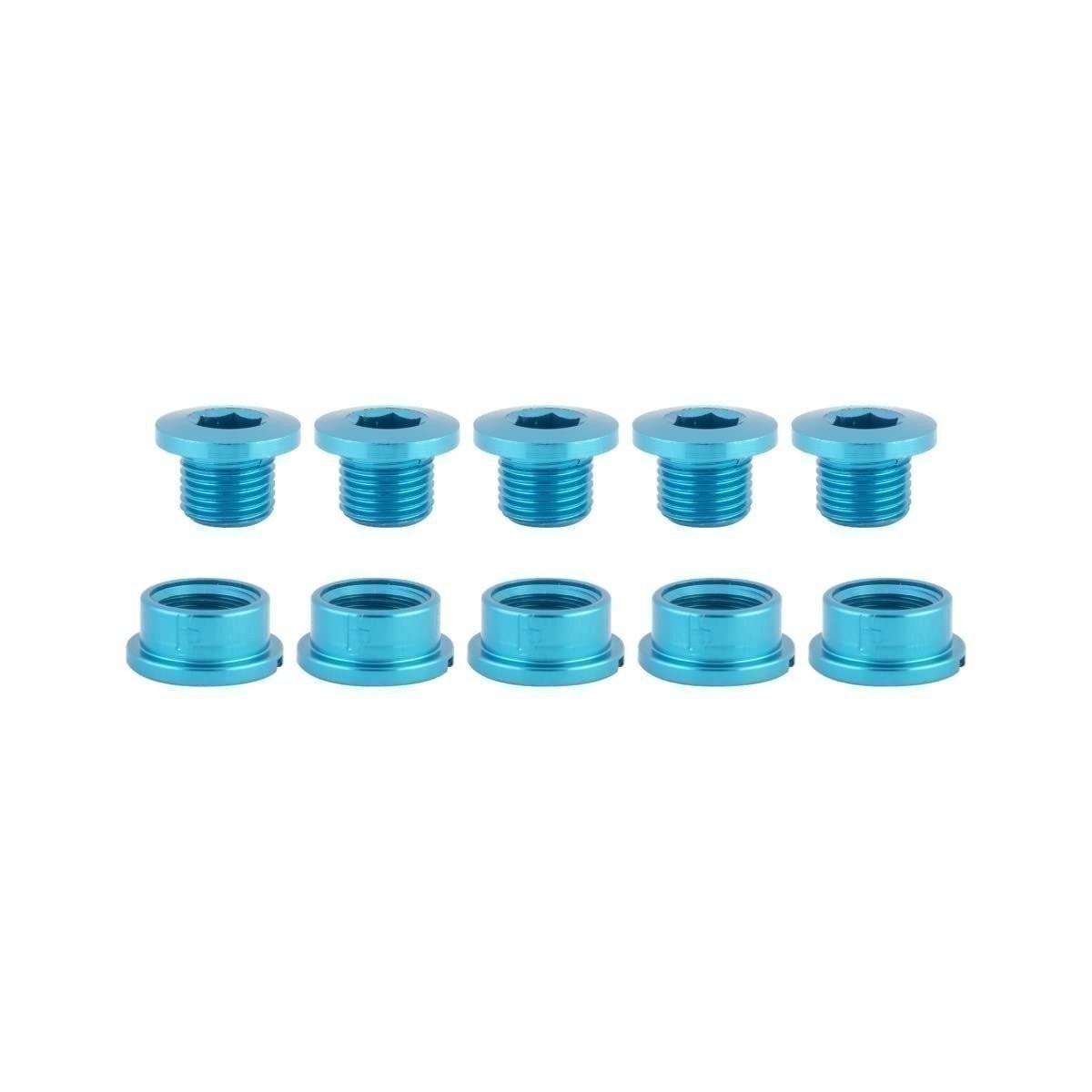 Single-Ring Bicycle Chainring Bolts Set - Alloy Blue, 5 Pieces