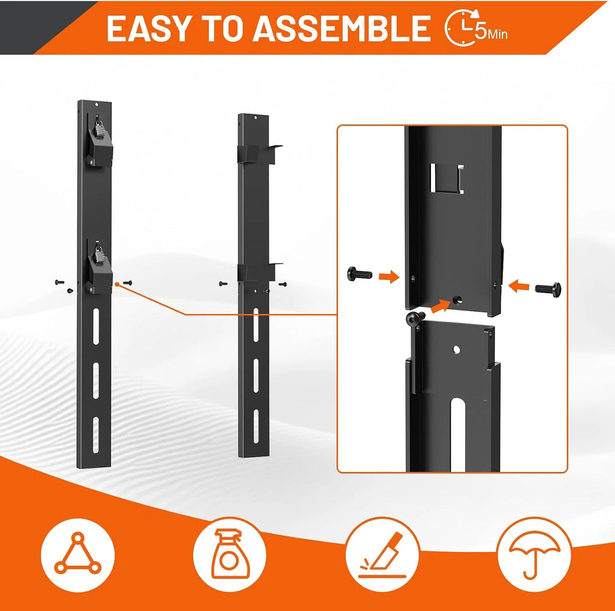 2-Position Heavy Duty Weed Eater Rack with Lock for Trailer Storage