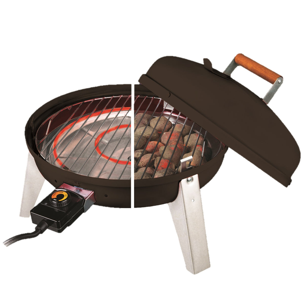 Portable Dual-Fuel Electric & Charcoal BBQ Grill - Americana Wherever