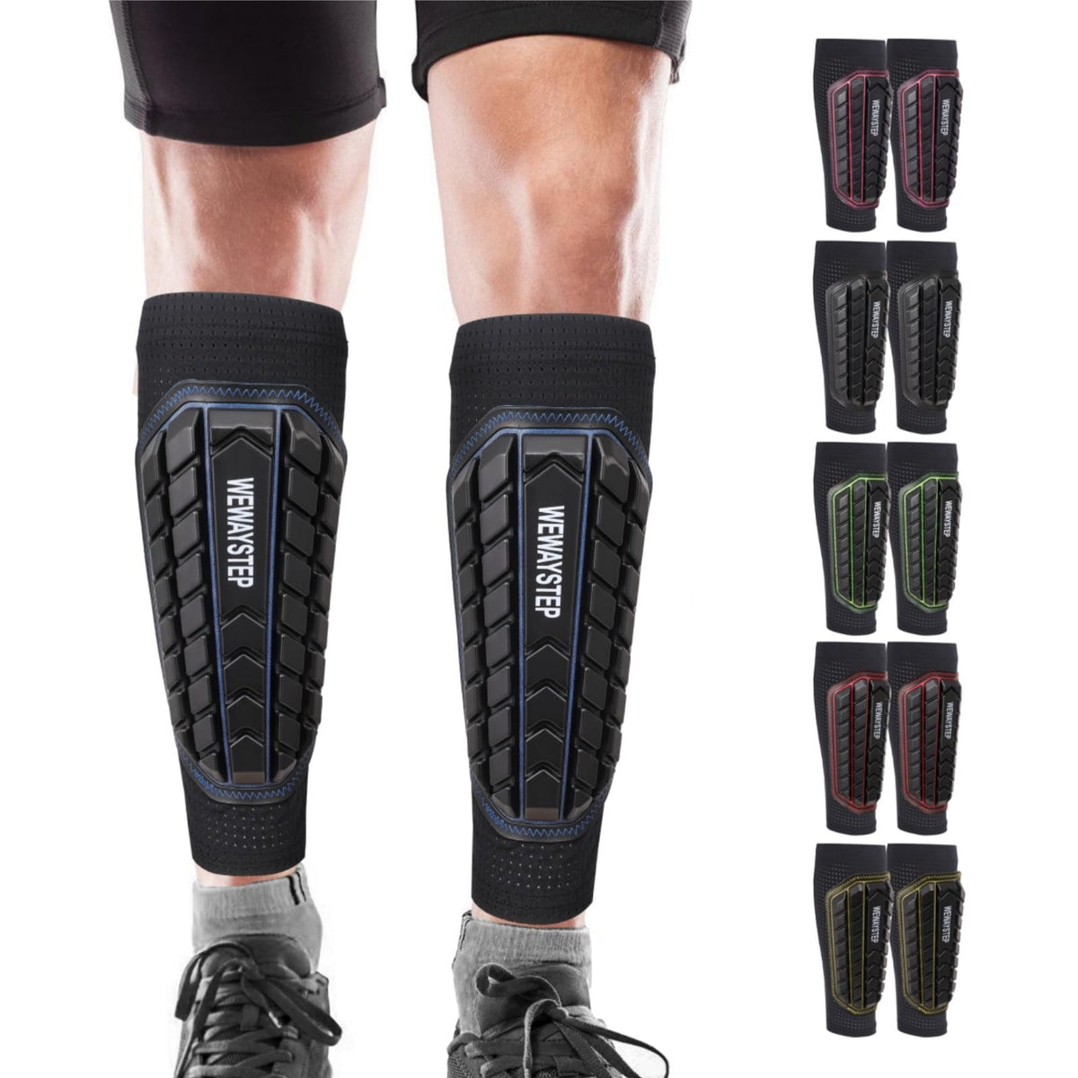 Kids Adult Soccer Shin Guards Calf X-Large Impact Protection Black Yellow