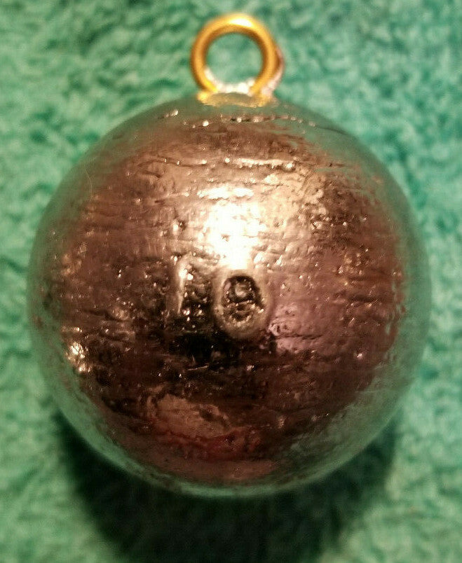 10 oz Lead Fishing Sinkers - Cannonball Style with Brass Eye - Hand Made USA