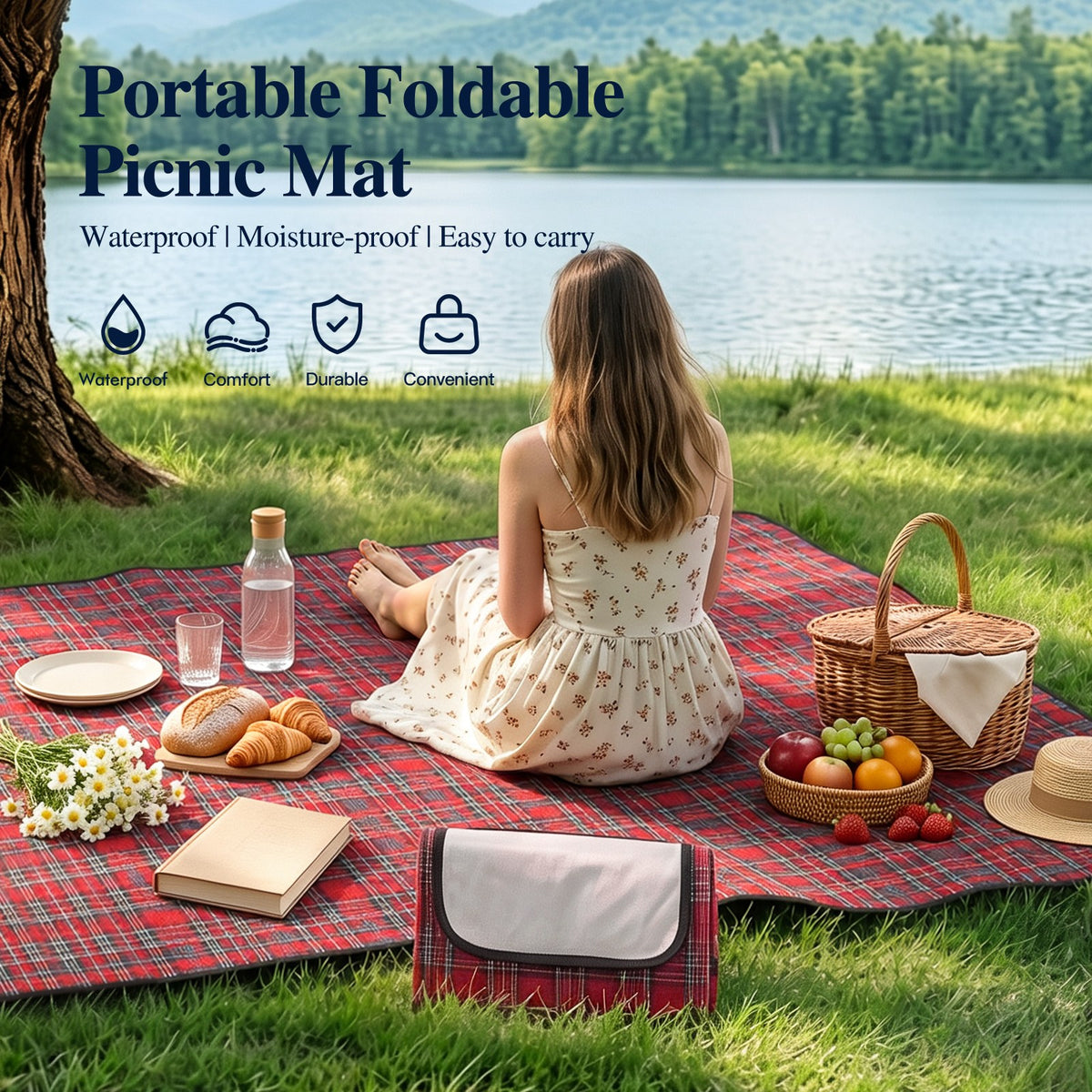 Outdoor Waterproof Beach Mat Portable Camping Blanket for Picnics and Outdoor Activities
