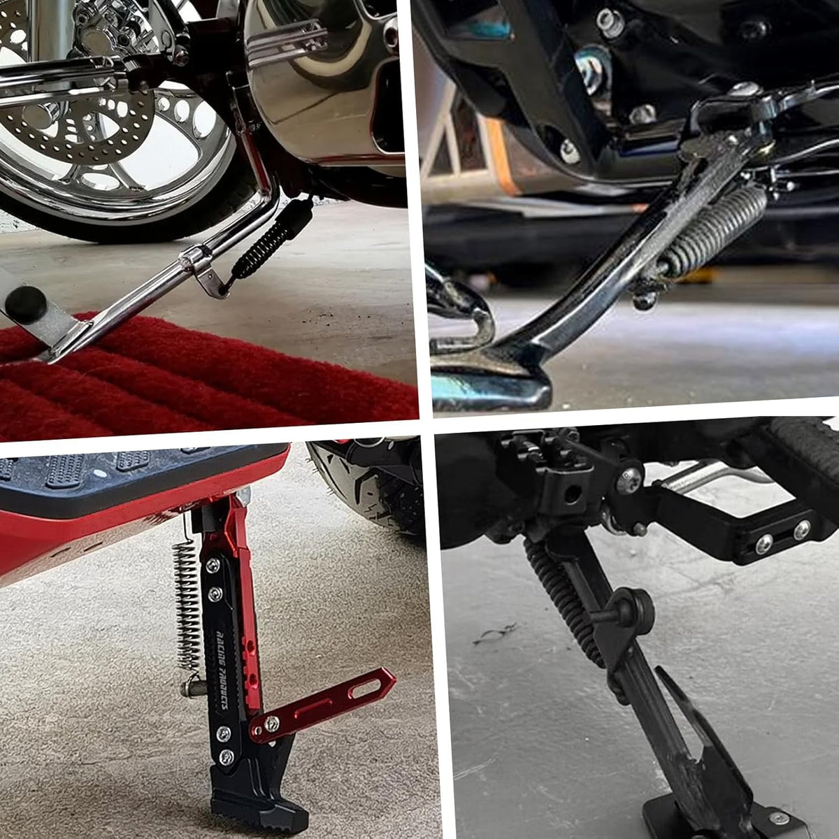 2-Pack Black Chrome Motorcycle Kickstand Spring for Harley Davidson Sportster Softail