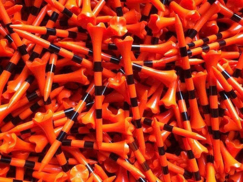 Golf Tees 3 1/4 Inch Pride Evolution PTS Orange Black Striped Bulk Sets