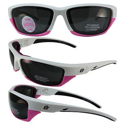 Padded Motorcycle Sunglasses White & Pink Frames Smoke Lenses - Birdz Oriole-2