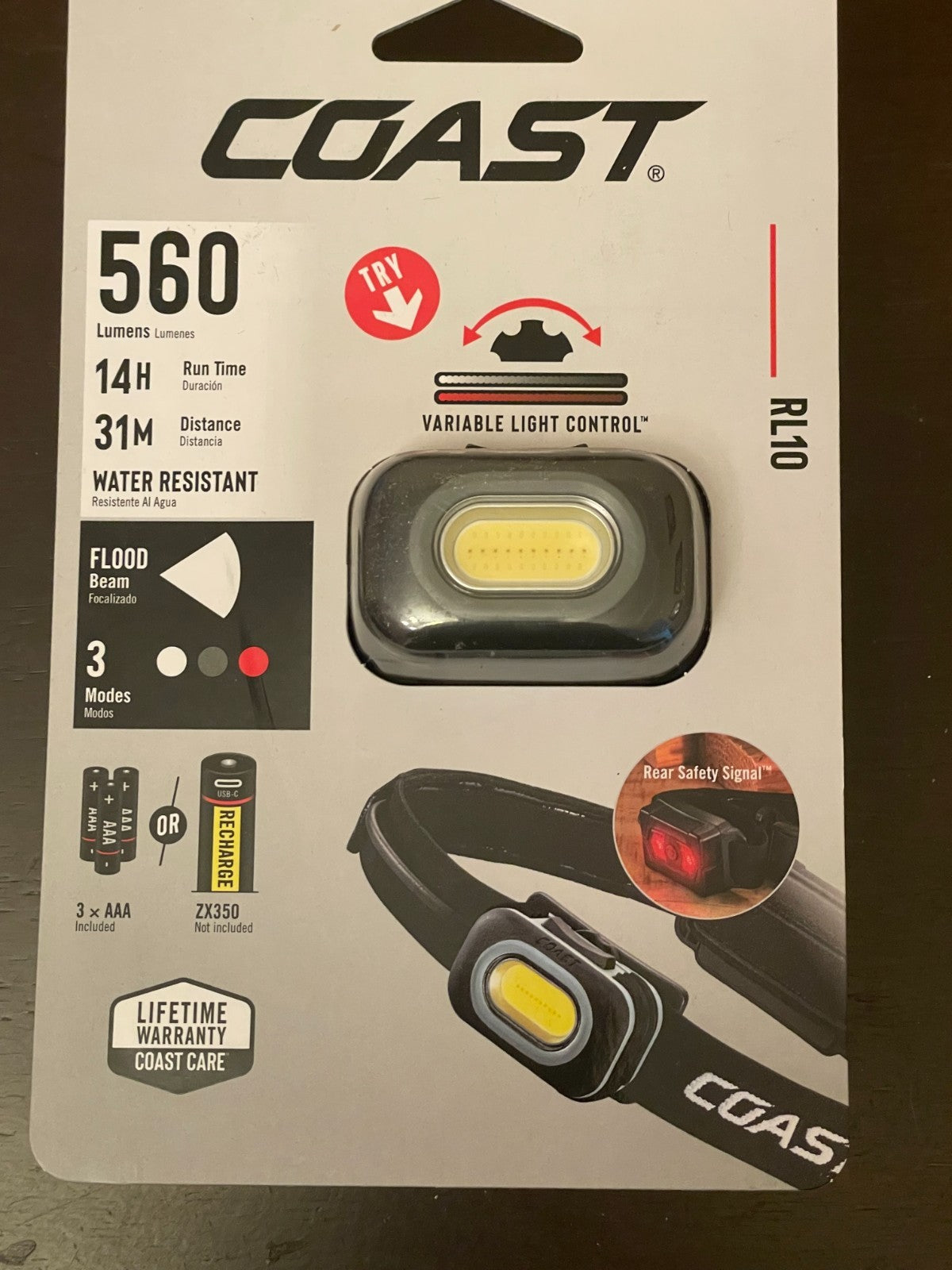 Fixed Beam LED Headlamp 560 Lumens with Rear Safety Signal for Outdoor Use