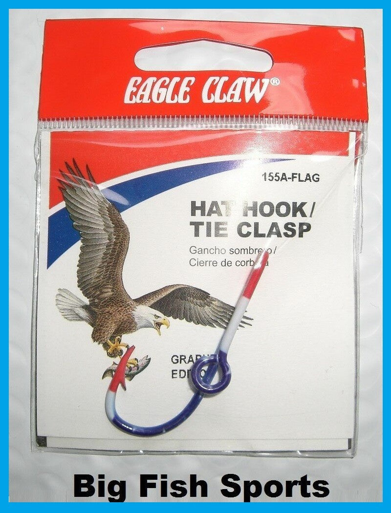 Fishing Hat & Tie Clip Pin with American Flag Design - Claw Hook Accessory