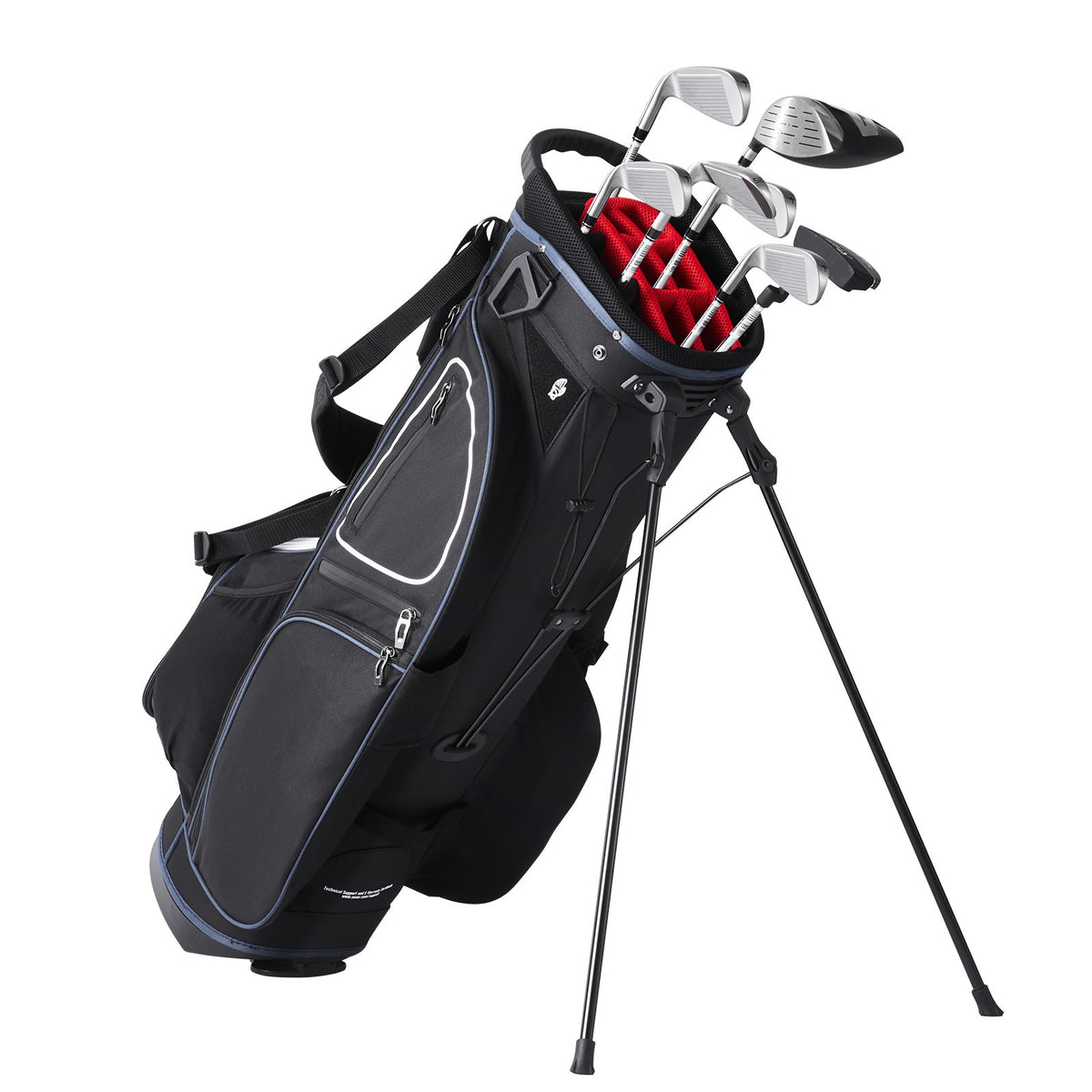 Golf Cart Bag with 14-Way Organizer and Multiple Pockets - Waterproof, Black & White