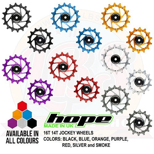 Hope Derailleur Jockey Wheel Set - Multiple Tooth Counts & Colors for Bicycle Gear