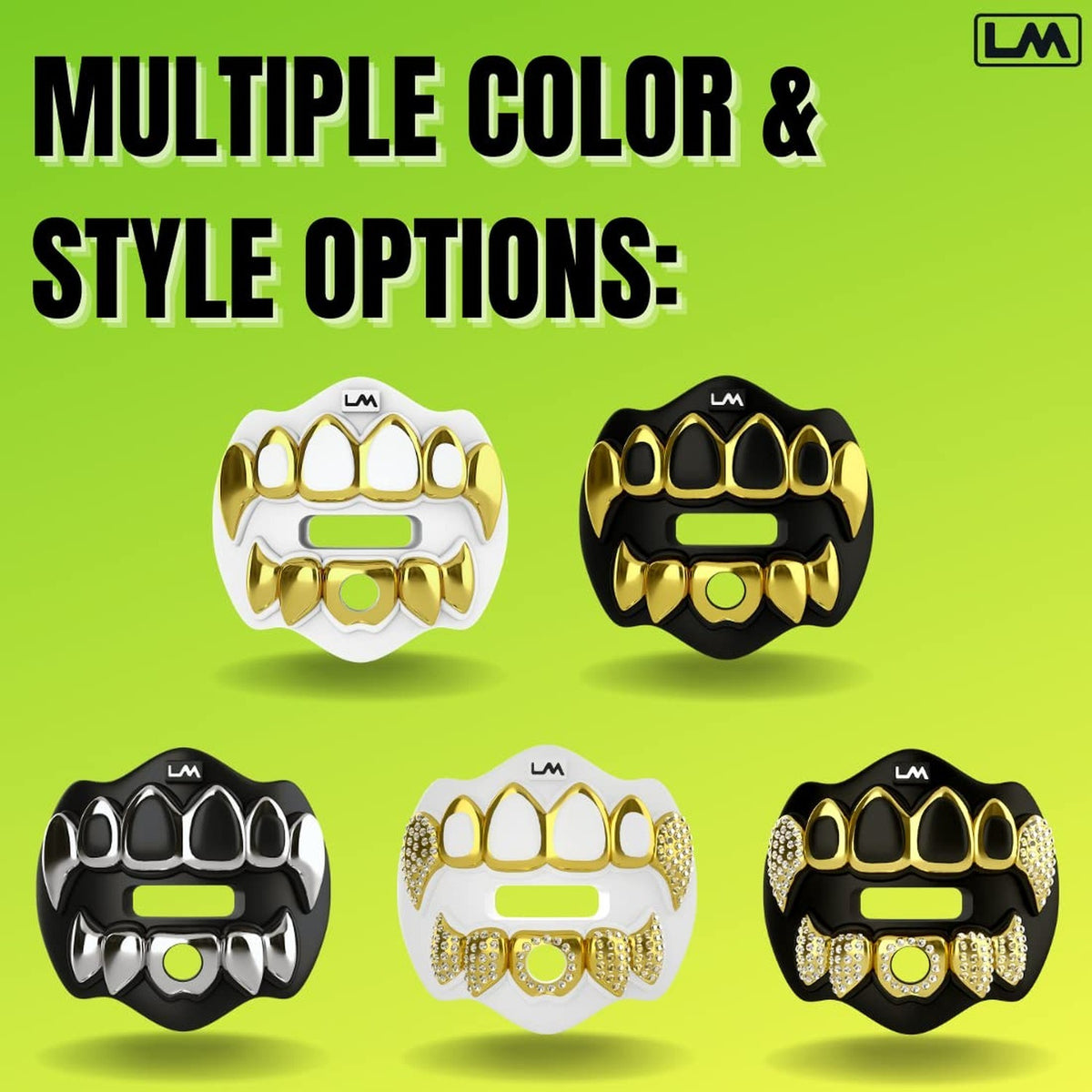 3D Chrome Grillz Football Mouth Guard - Black & Gold Sports Mouthpiece