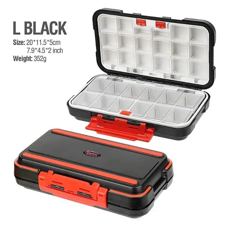 Waterproof Fishing Tackle Box with Compartments 2-Layer Hard Case Storage