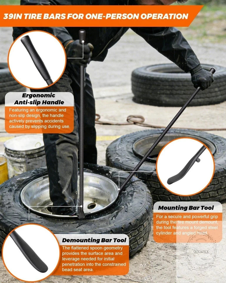 Heavy-Duty 39-Inch Tire Iron Bar Set for Semi Trucks & Heavy Vehicles
