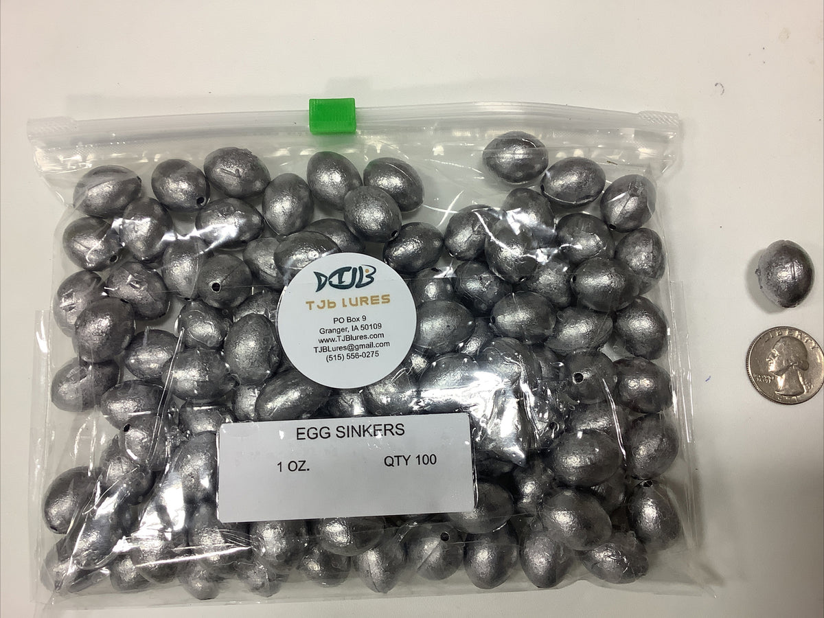 100 Pcs Lead Egg Sinkers Fishing Weights - 1 oz Slip Sinkers for Freshwater & Saltwater Fishing