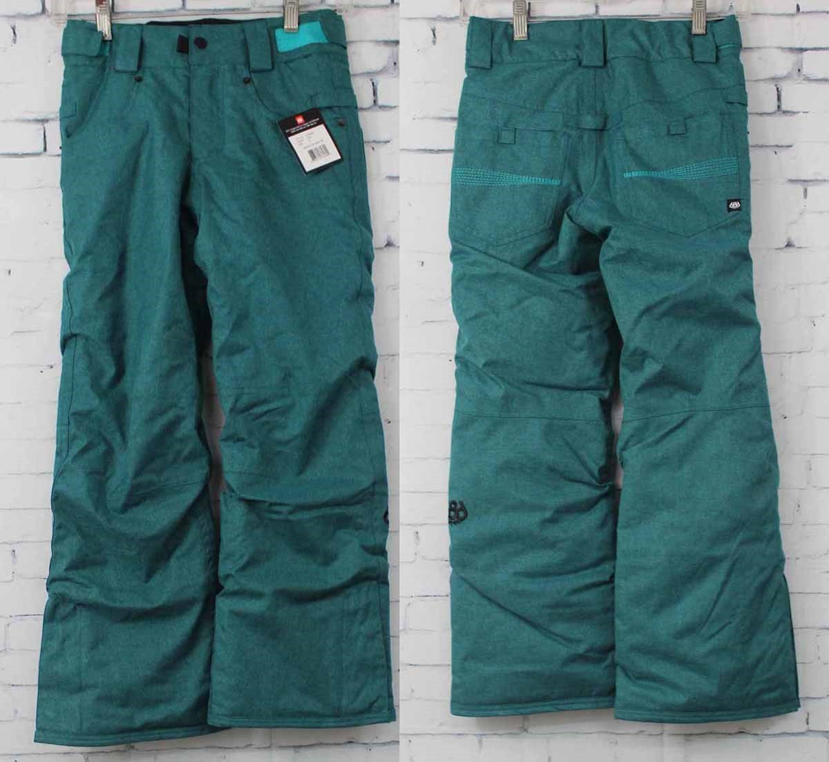 Youth Snowboard Pants Insulated Waterproof Teal Green Small