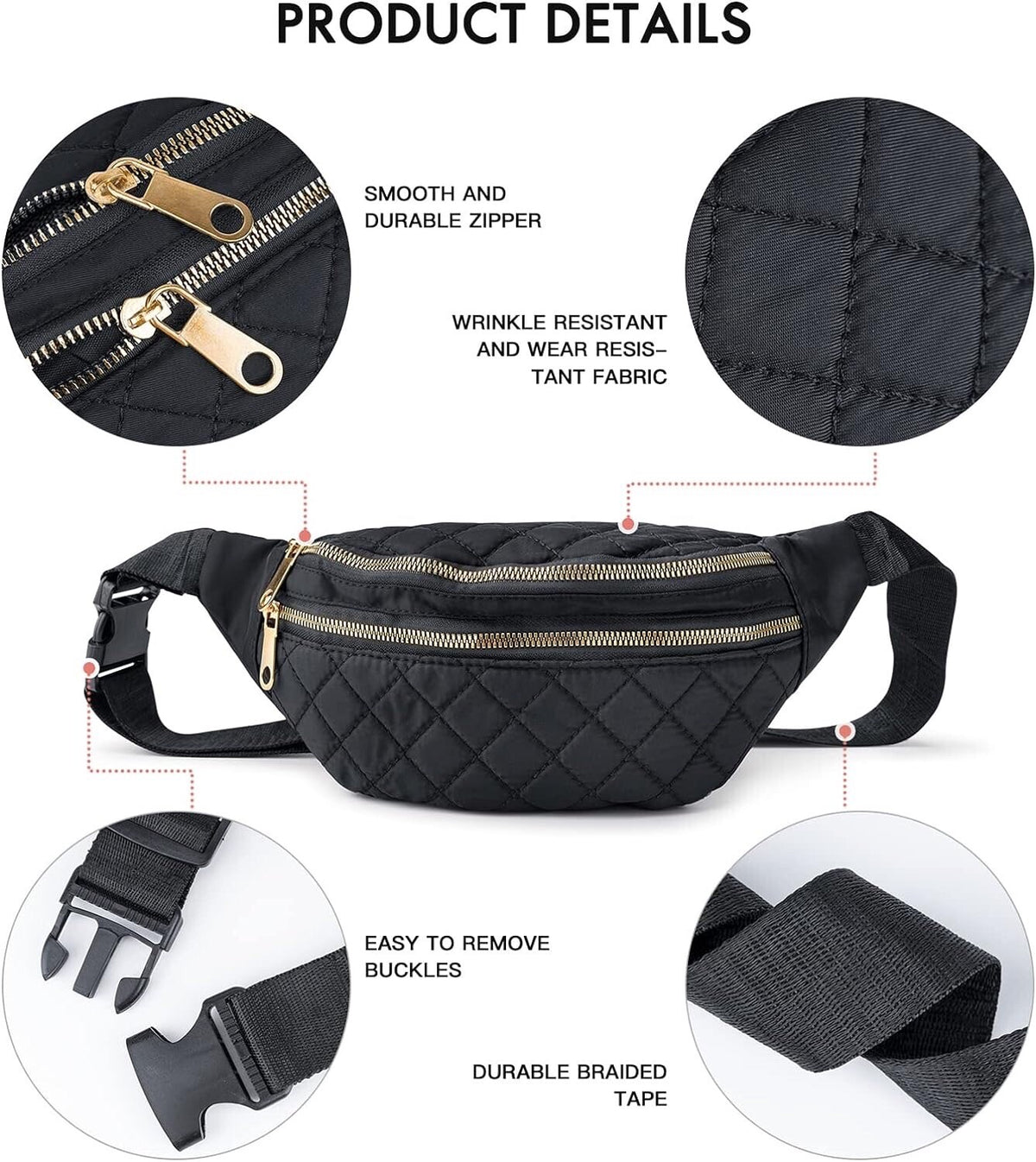 Adjustable Unisex Fanny Pack Waist Bag for Travel & Outdoor Activities