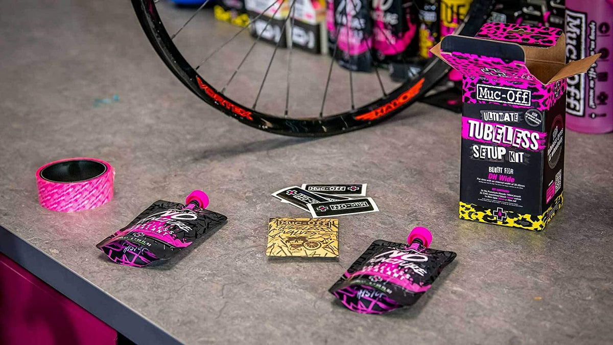 Tubeless Wheelset Setup Kit with Rim Tape Valves Sealant - MTB & Road
