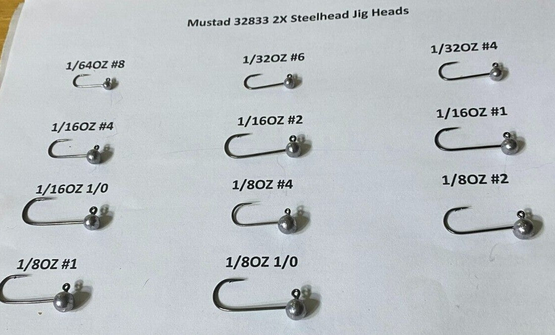 Heavy Duty Round Head Fishing Jigs with 2X Strong Hooks - Multiple Sizes