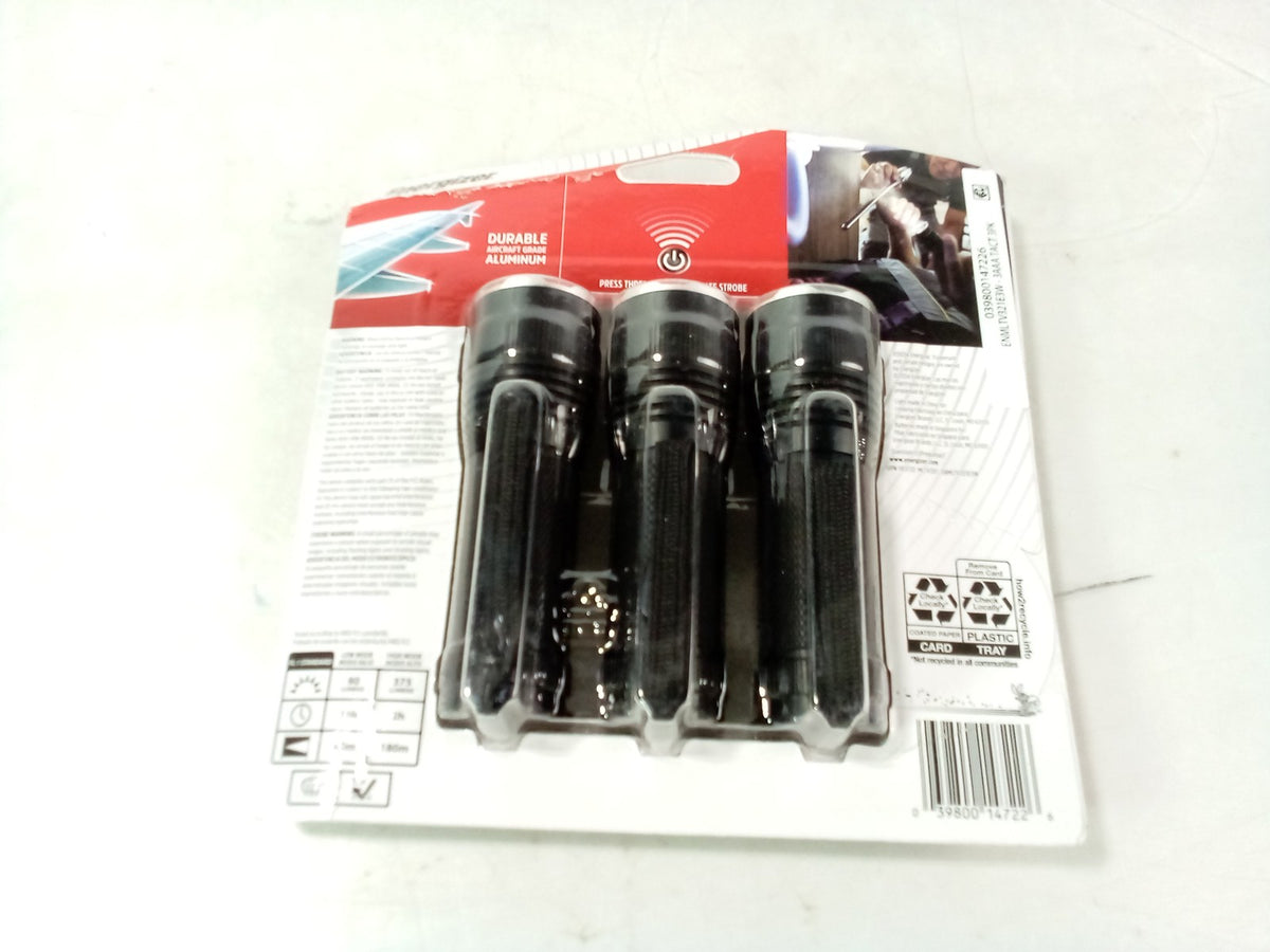 Energizer Metal Tactical Flashlights Pack of 3 - 375 Lumens, 3 Modes