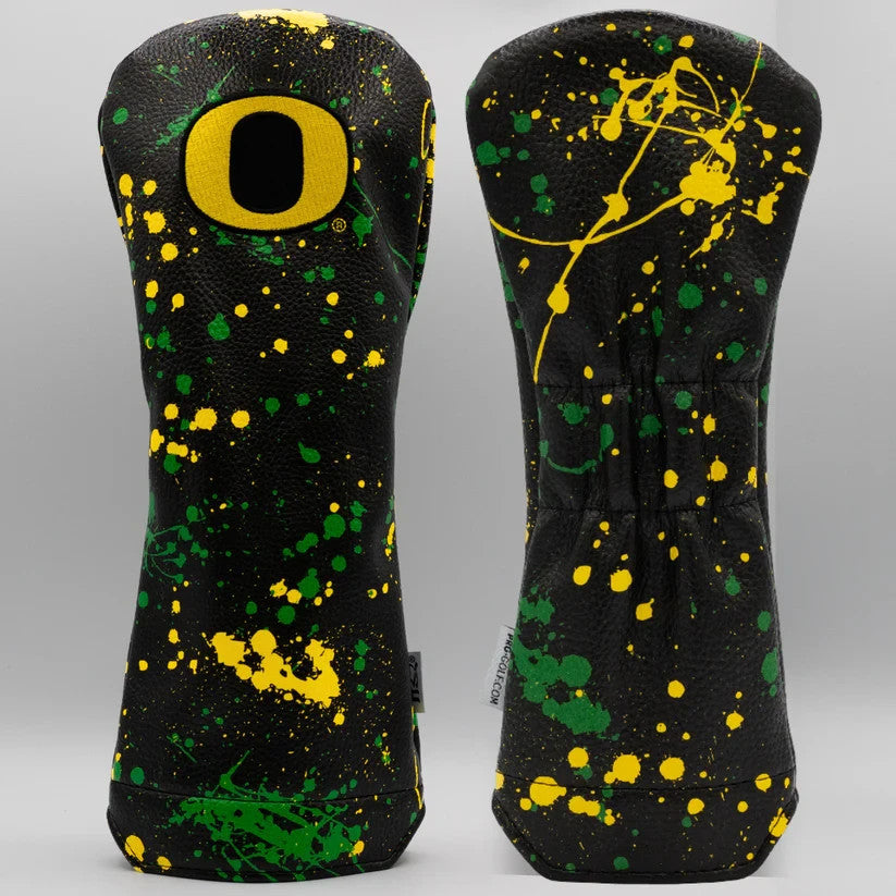 Oregon Ducks Golf Head Cover - Rescue & Hybrid Leatherette with Splash Design