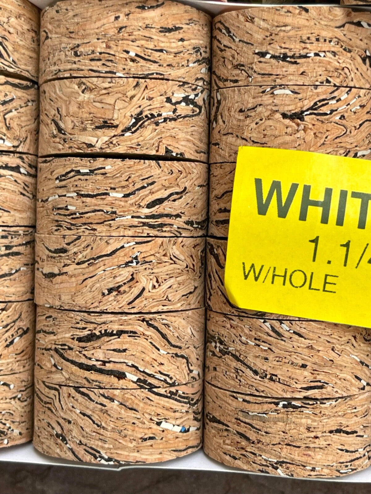 White Burl Cork Rings - 36 Pack 1 1/4" x 1/2" Hole Craft Supplies
