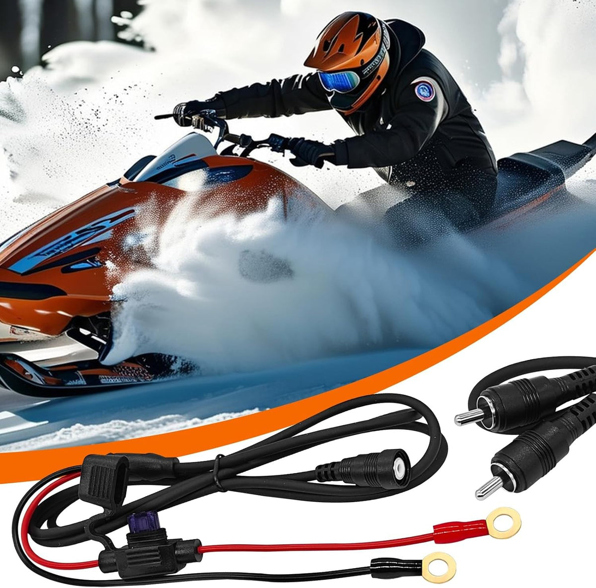 Heated Helmet Shield Cord with RCA Plug for Snowmobile & Motorcycle Visors