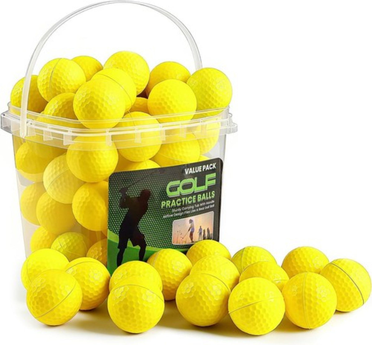 Foam Golf Practice Balls with Bucket 50 Pack - Training Aid for Swing Improvement