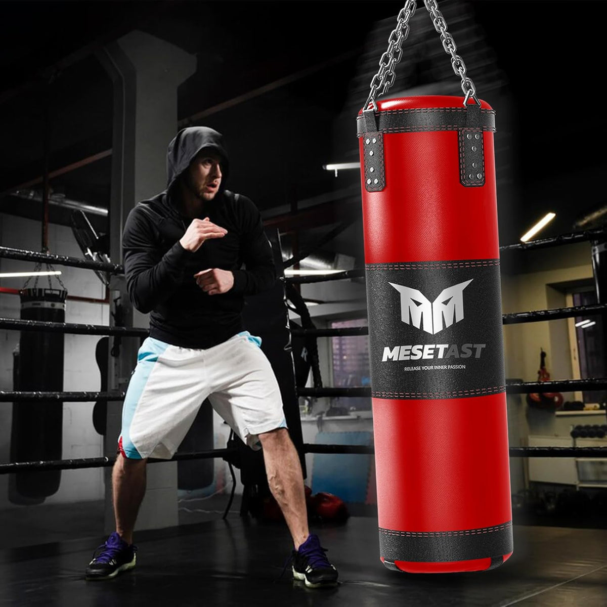 4ft Heavy Boxing Bag Set with 12oz Gloves for MMA Training - Punching Bag