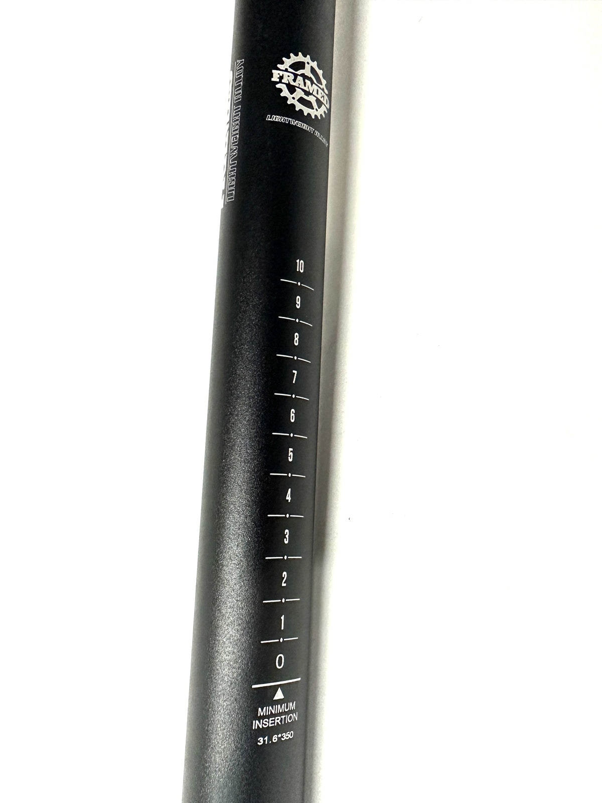 Bike Seatpost Alloy 31.6mm x 350mm Lightweight Road & MTB Black