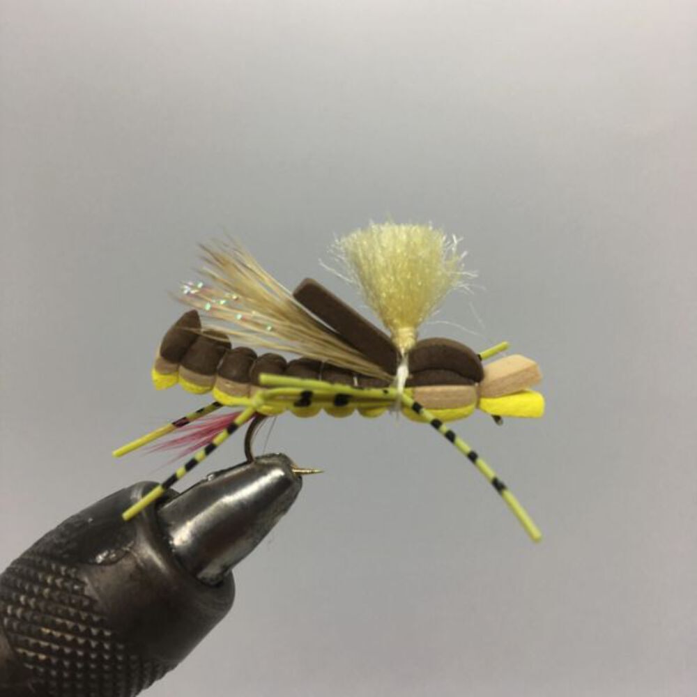 Fly Fishing Terrestrial Flies 12 Pack - Yellow Strike Hopper for Trout & Bass