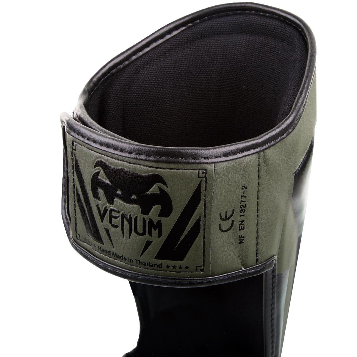 Lightweight Hook and Loop Shin Guards for Kickboxing and Muay Thai - Khaki/Black