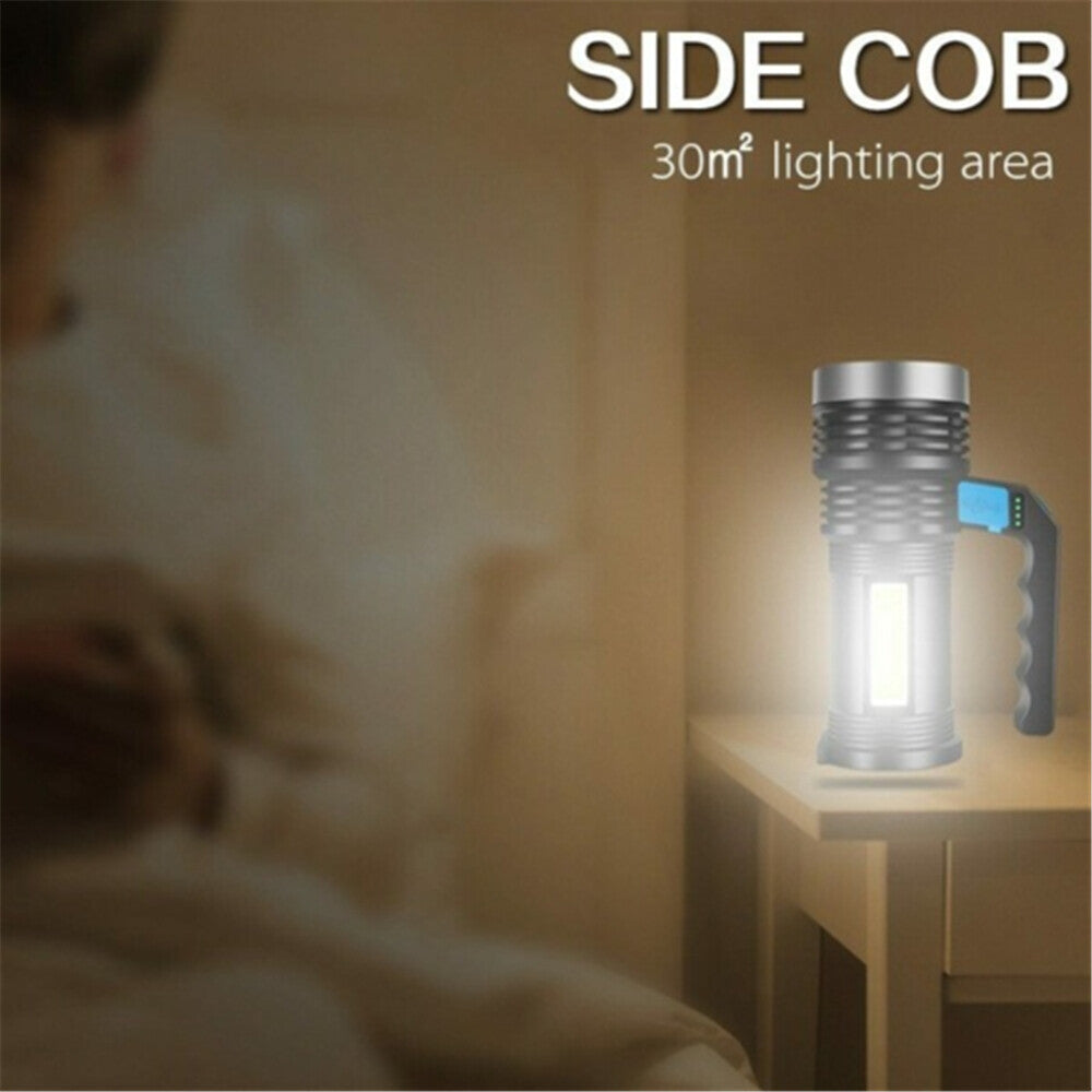 High Lumens Rechargeable LED Flashlight - Waterproof Handheld Torch, 4 Modes