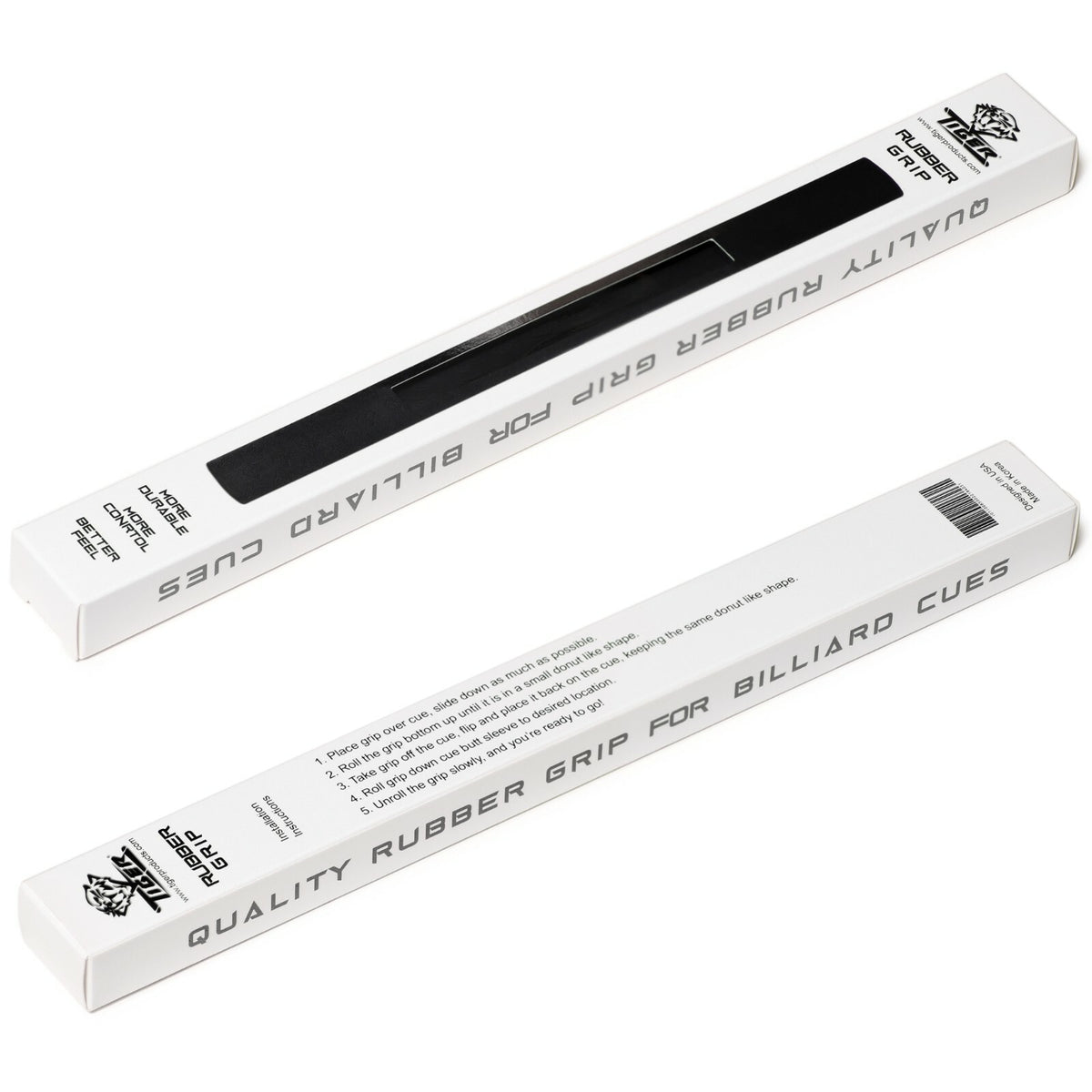 Tiger Real Rubber Billiard Cue Grip Wrap - 11.75" Black