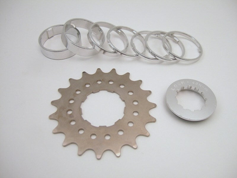 Single Speed Spacer Kit with Lock Ring - Multiple Cog Sizes for Bicycle Conversion