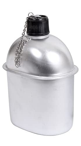 1 Quart Aluminum Canteen with Screw-On Cap - G.I. Style Water Bottle