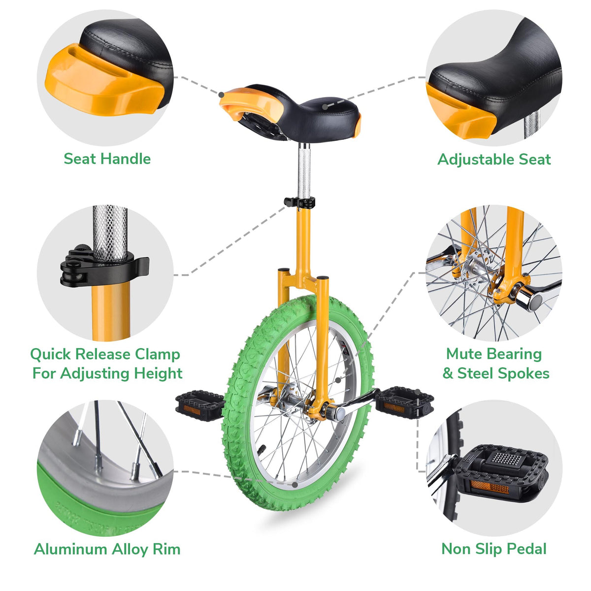 Outdoor Unicycle with Adjustable Seat for Fitness & Balance Training