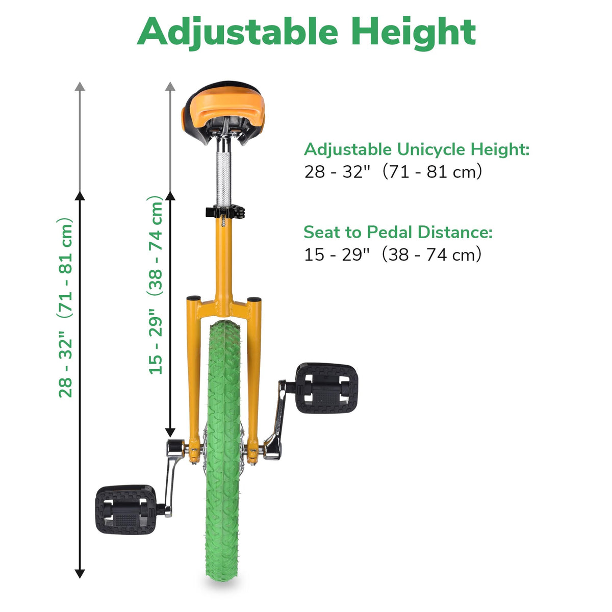 Outdoor Unicycle with Adjustable Seat for Fitness & Balance Training