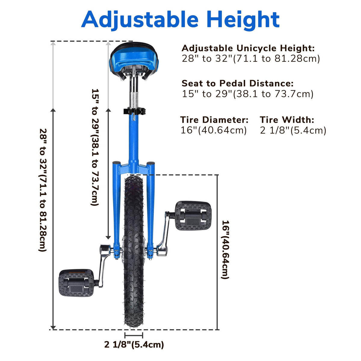 Outdoor Unicycle with Adjustable Seat for Fitness & Balance Training