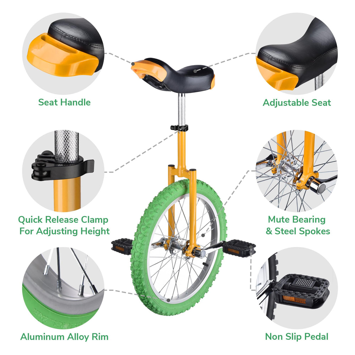 Outdoor Unicycle with Adjustable Seat for Fitness & Balance Training