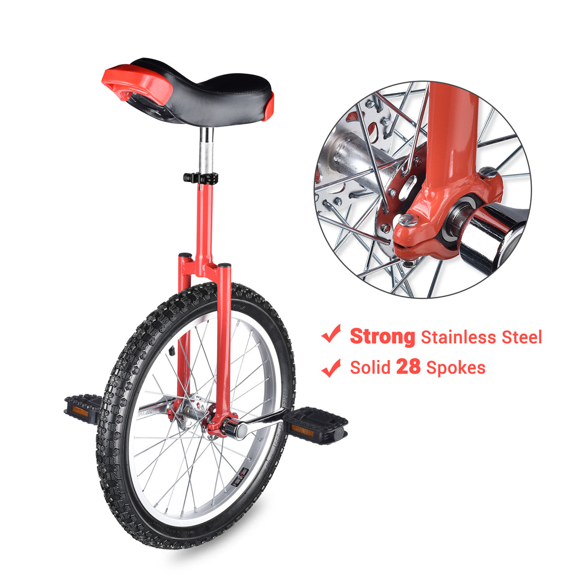 Outdoor Unicycle with Adjustable Seat for Fitness & Balance Training