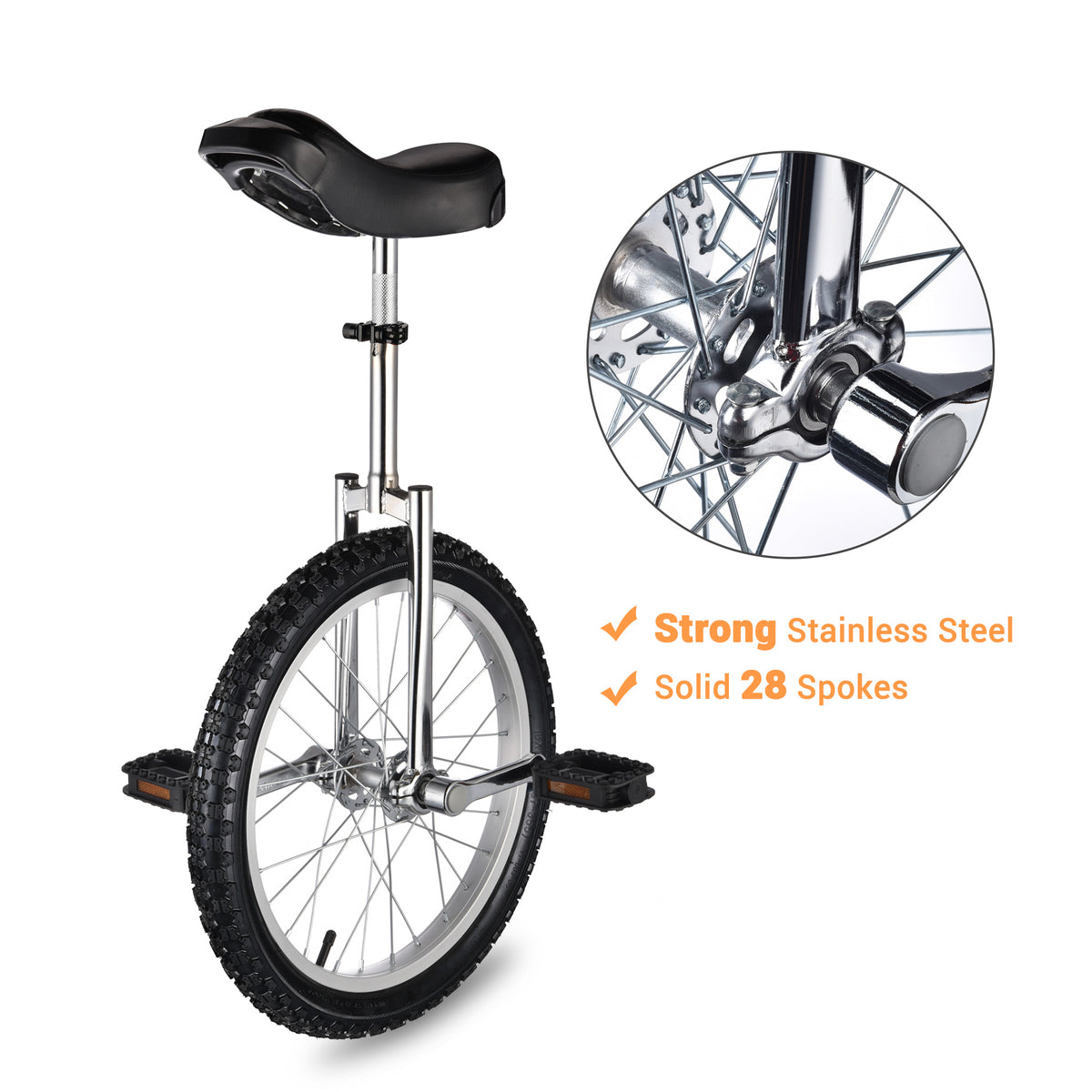 Outdoor Unicycle with Adjustable Seat for Fitness & Balance Training