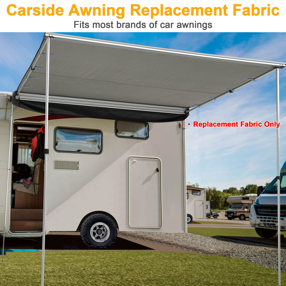 Car Side Awning Replacement Fabric UV50 Water-Resistant Shade for Camping & Travel
