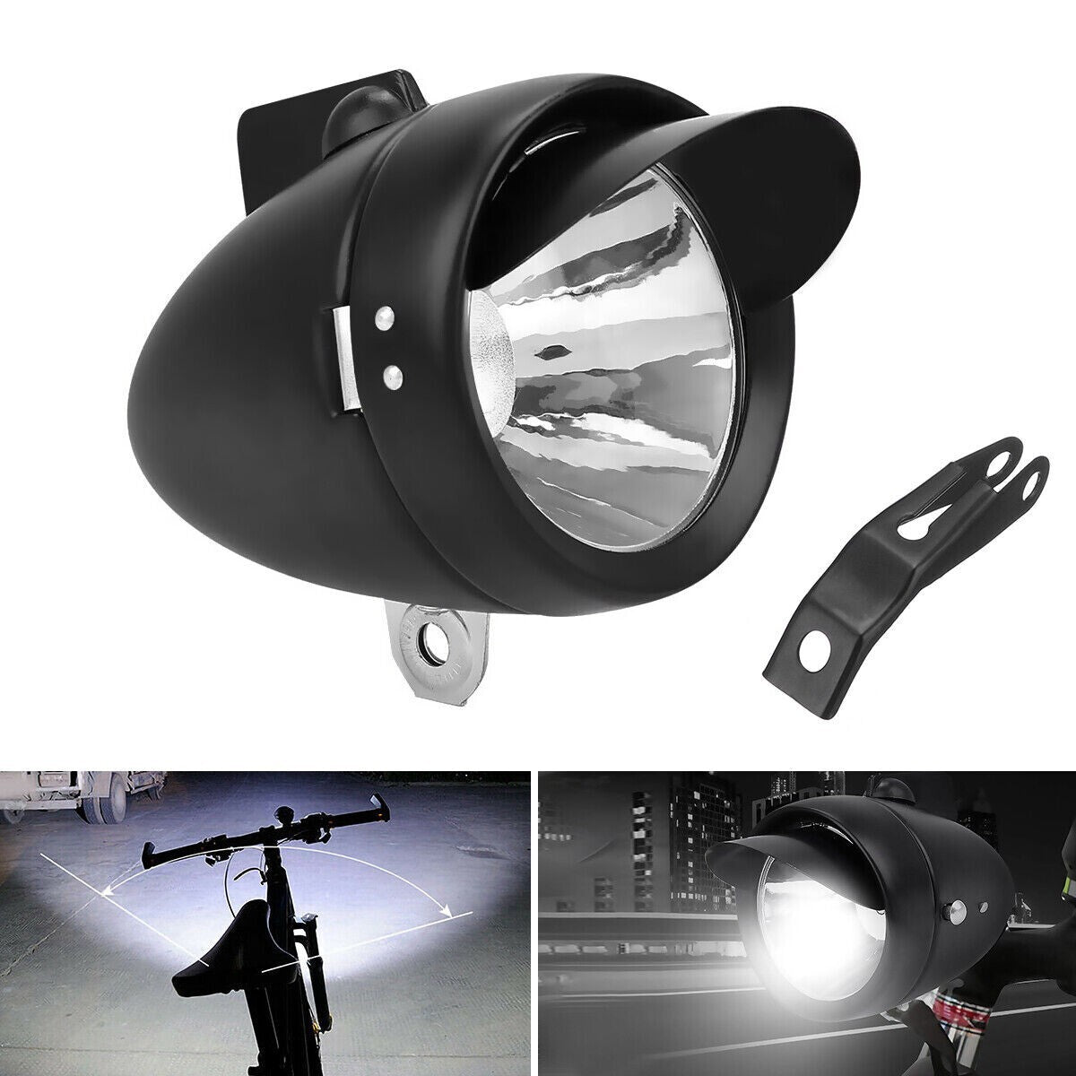 Super Bright Bicycle Front Light with Metal Shell Retro Design