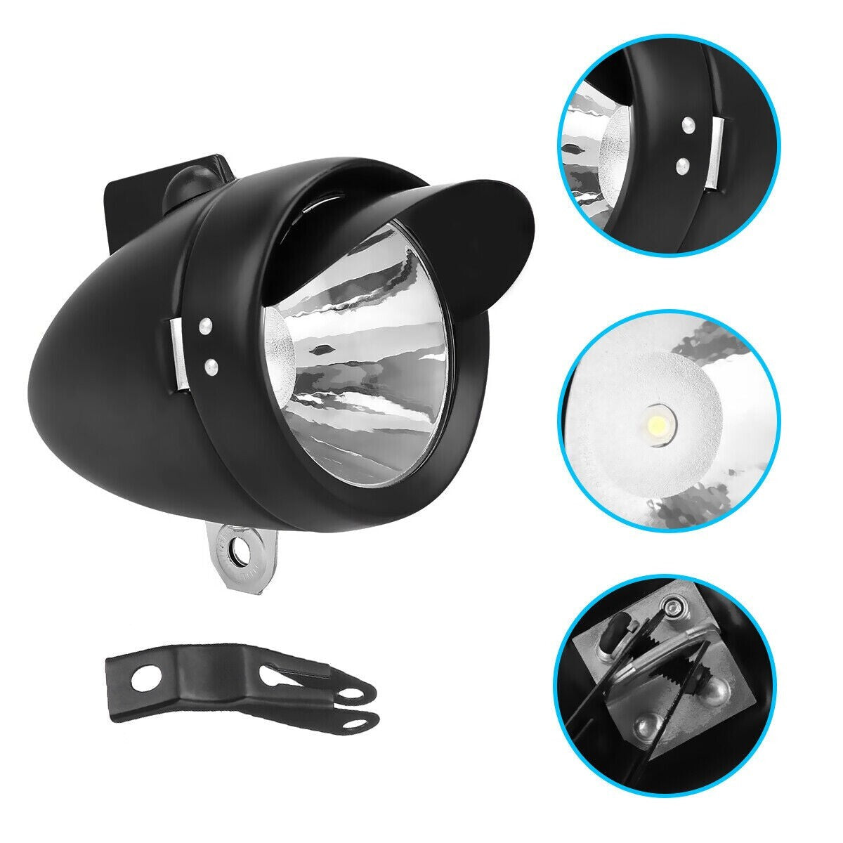 Super Bright Bicycle Front Light with Metal Shell Retro Design