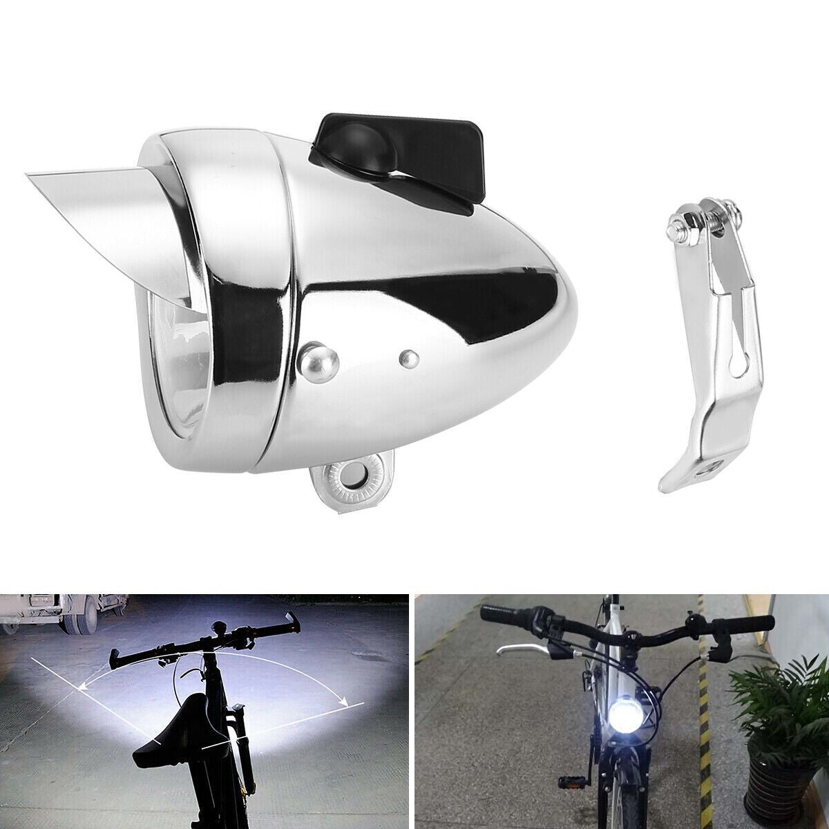 Super Bright Bicycle Front Light with Metal Shell Retro Design