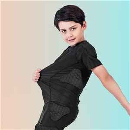 Diamemon Youth Football Practice Jersey Protector Padded Chest Baseball Boys Kids Padded Compression Shirt for Shoulder Heart Guard