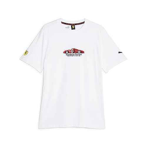 PUMA Men's Scuderia Ferrari Formula 1 Graphic T-Shirt, White, Medium