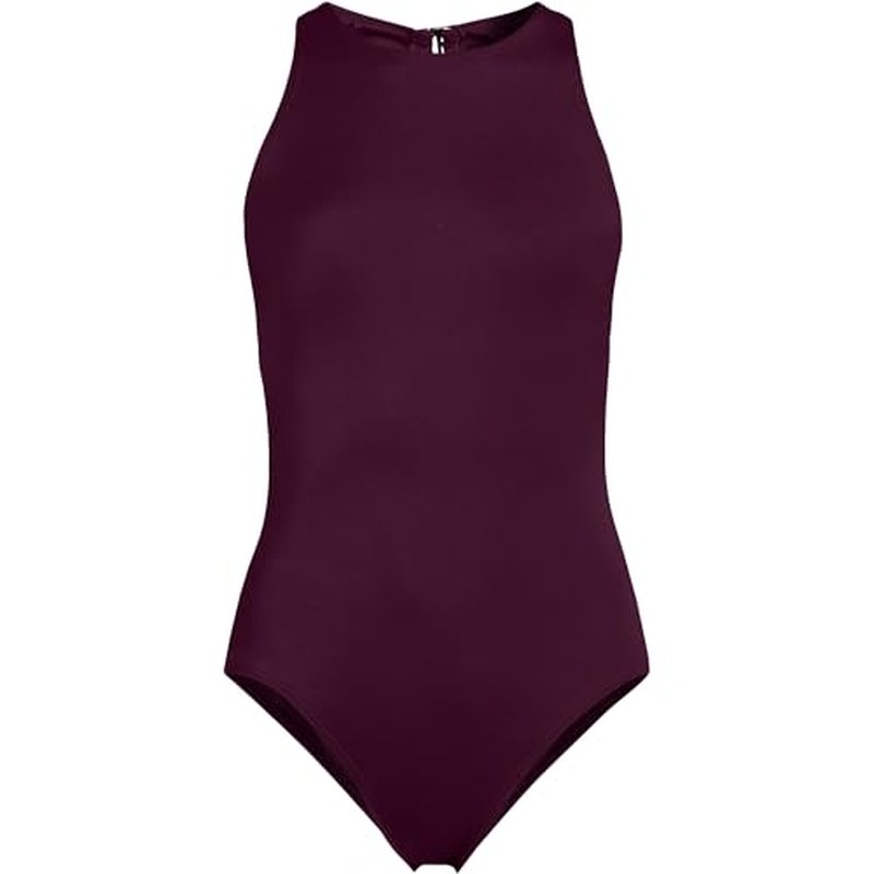 Lands' End Women's Tugless High Neck Portrait Back One Piece Swimsuit