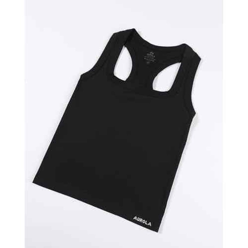 AUROLA Essentials Seamless Sleeveless Racerback Top,Women Subtle Marl Workout Square Neck Fitted Tank