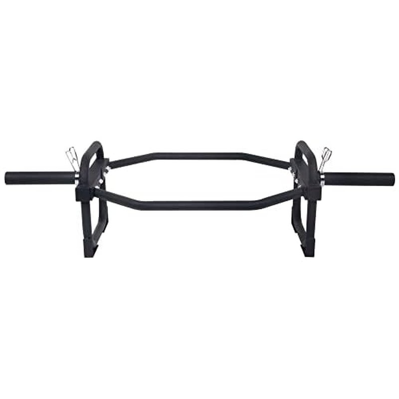 Fitvids Olympic 2-Inch Hex Weight Lifting Trap Bar for Strength Training, 500-Pound Capacity, Safety Clips, Home Gym for Shoulder Presses, Shrugs, Back Rows, Weightlifting