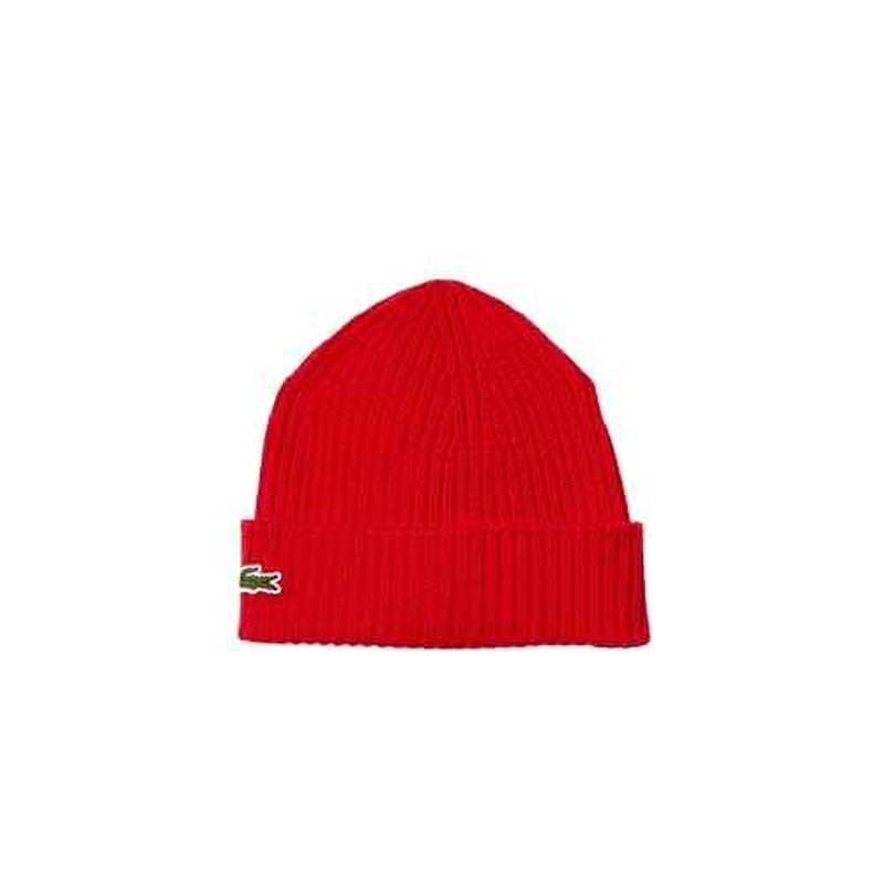 Lacoste Mens Rib Knit Brushed Wool Beanie